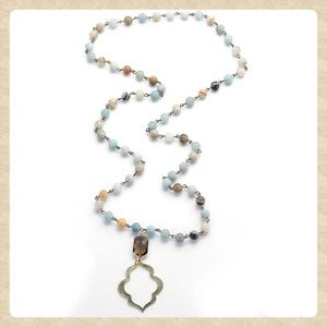 Cutout Pendant with Stone Bead Necklace